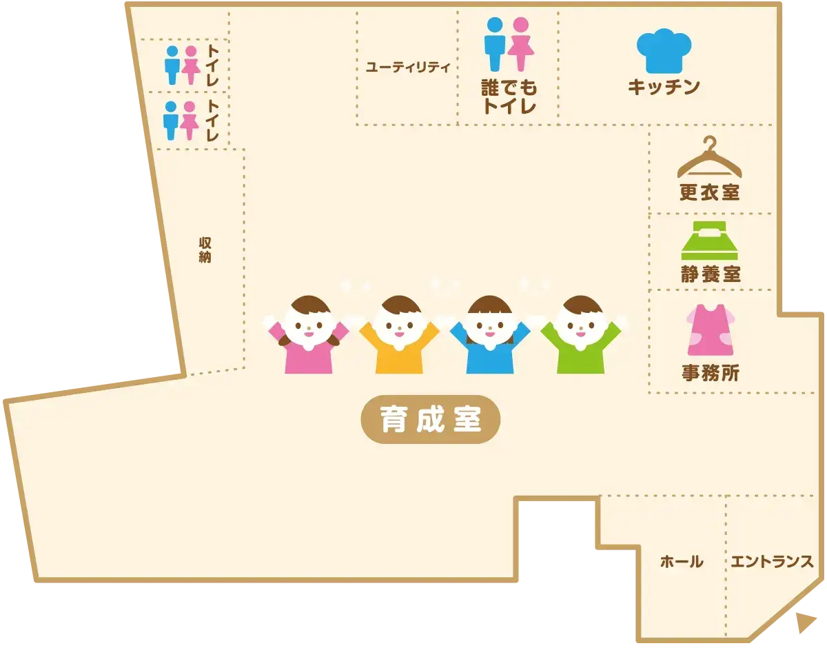 江北小路ここわキッズの平面図イラスト